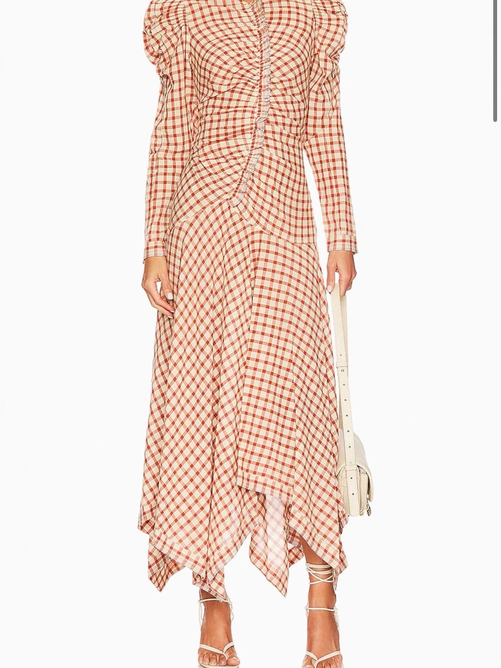 Ulla Johnson Cream & Rust Gingham Maxi Dress